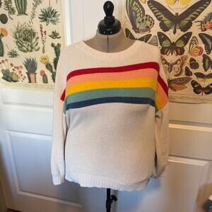 American Eagle Soft Cream Rainbow Sweater